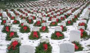 holiday wreaths at Arlington National Cemetery